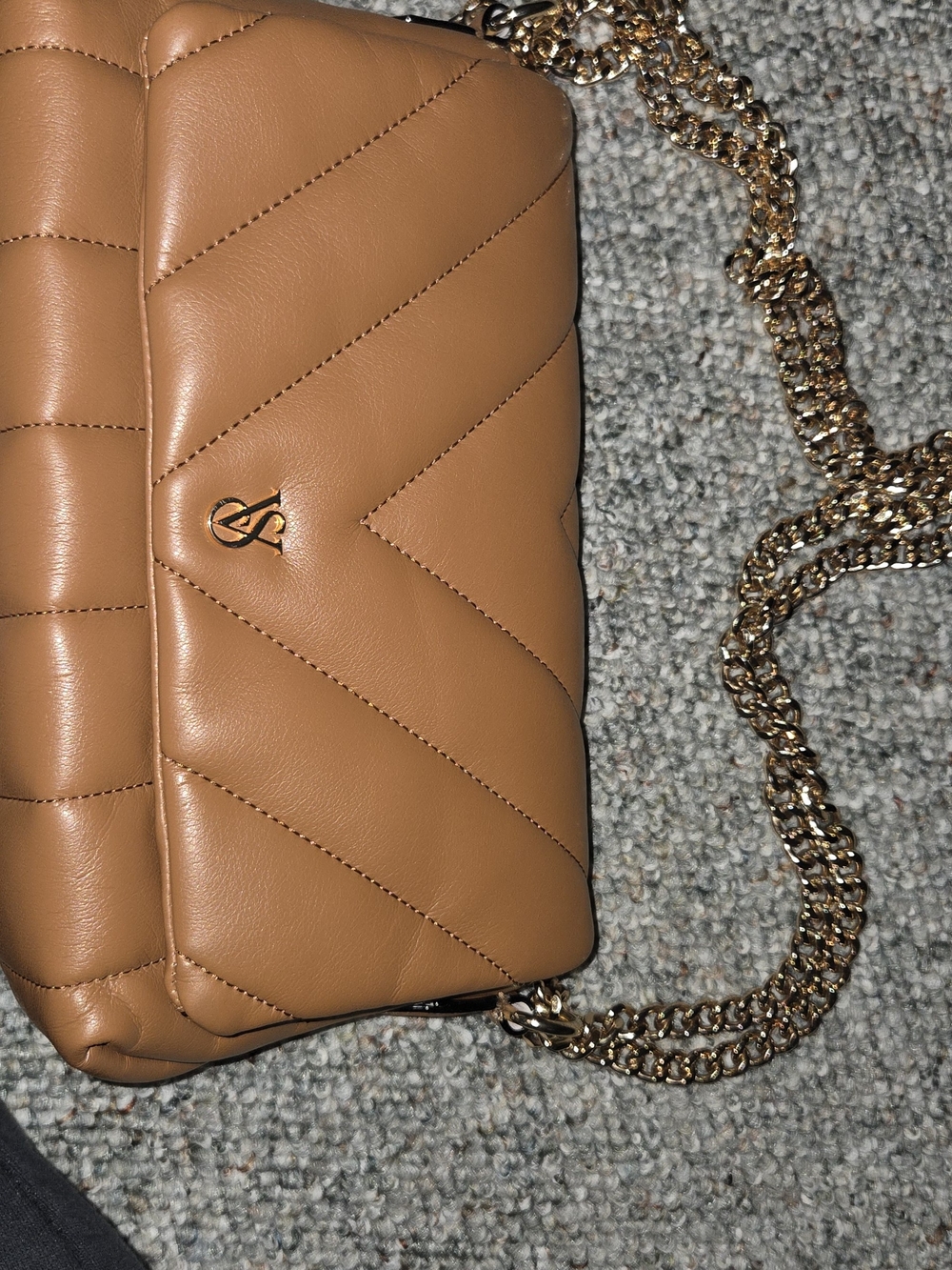 Victoria Secret Quilted Chain Shoulder Bag in Tan